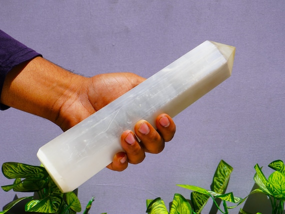 Selenite Tower. Natural Crystal from Morocco